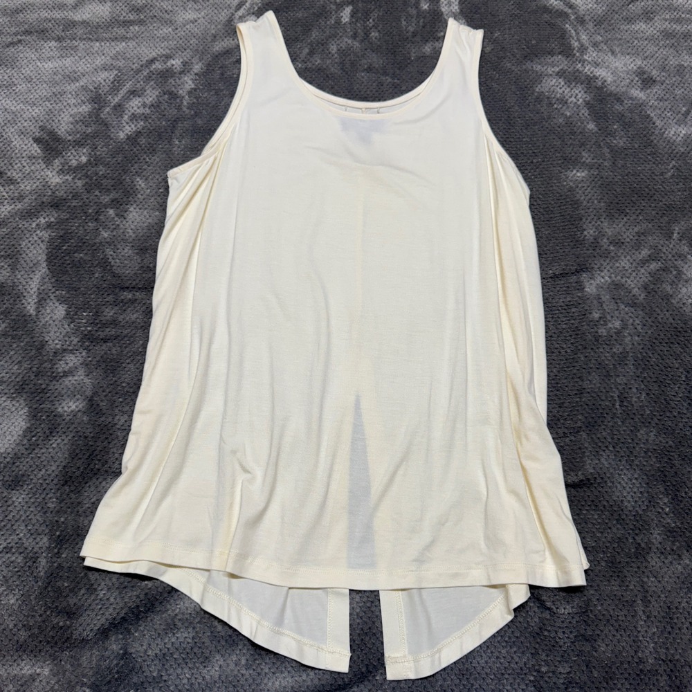 G by Giuliana Cream EcoVero Viscose Split Back Tank Top Womens Medium Ivory